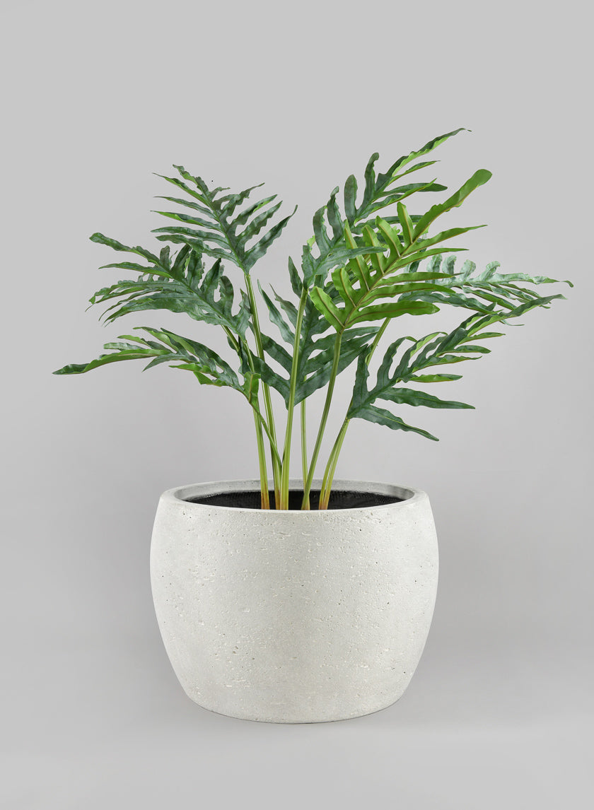 11in Tall Santa Fe Sand Rock Antique White Low Planter, Medium Decor Jamaligarden