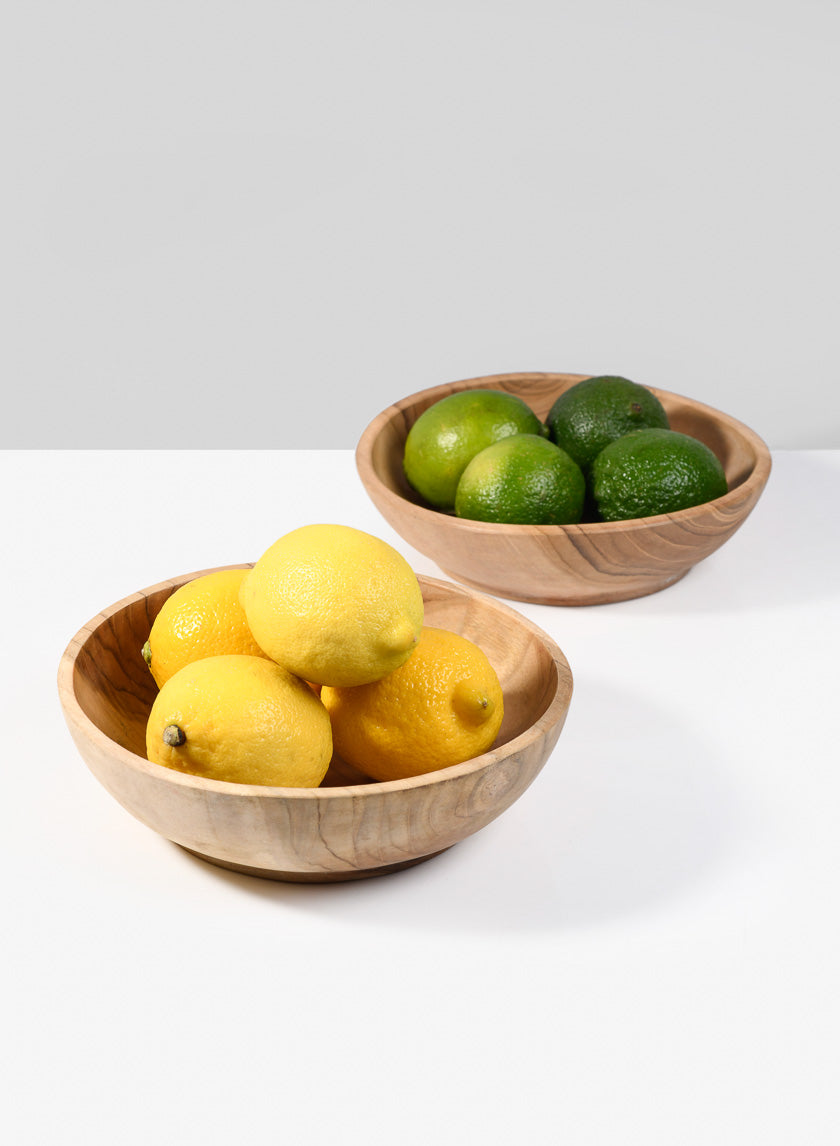 7.25in Wide Pedestal Teak Wood Bowl Decor Jamaligarden