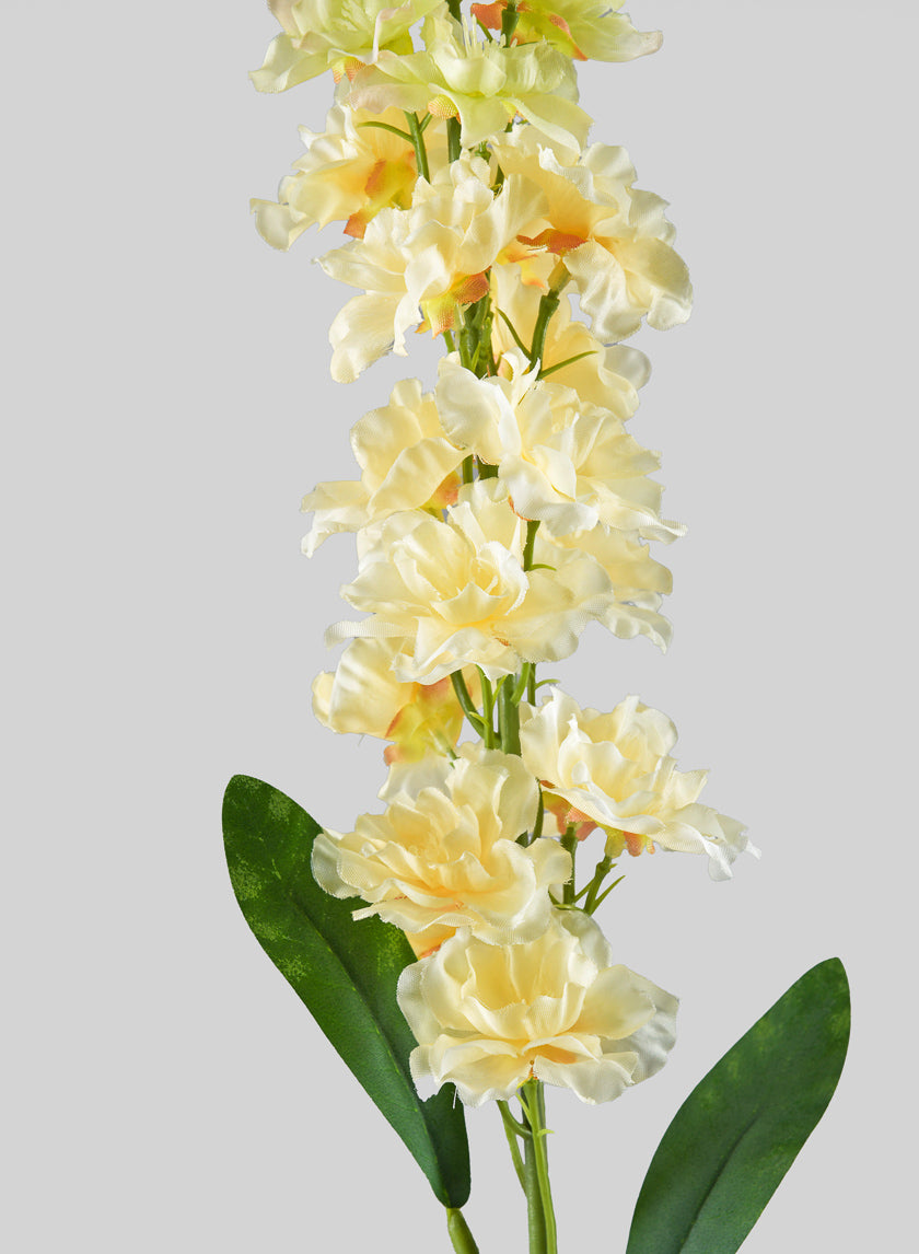 30in Long Real Look Cream Delphinium Full Bloom Stem Decor Jamaligarden