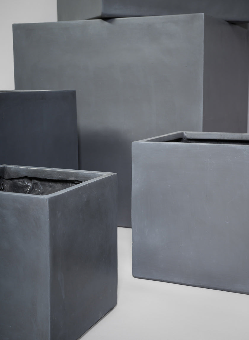 Venetian Grey All Weather Light Weight Polyresin Cube Planters Decor Jamaligarden