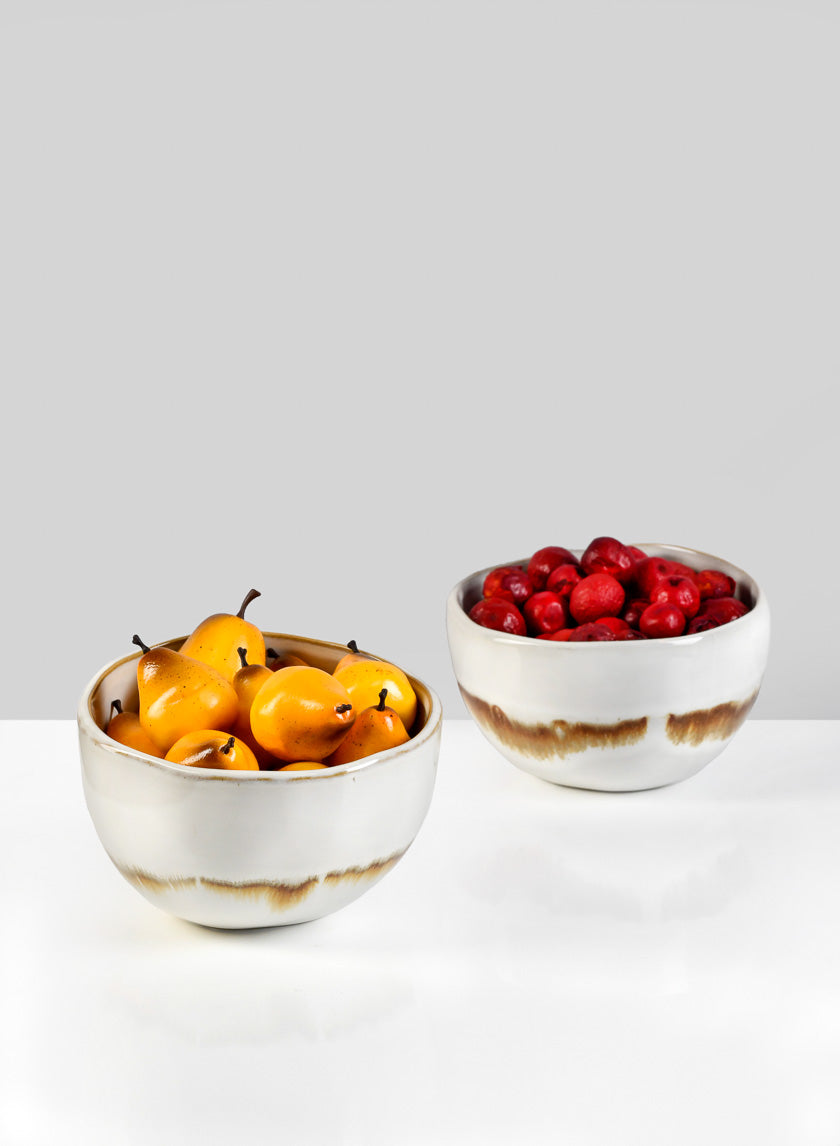 5in Wide Mocha Stripe Prince Ceramic Bowl Decor Jamaligarden