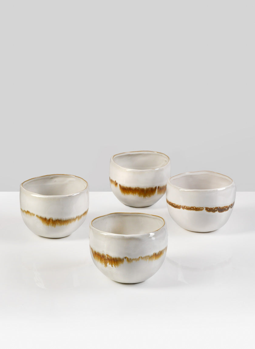 4in Wide Mocha Stripe Apple Ceramic Bowl Decor Jamaligarden