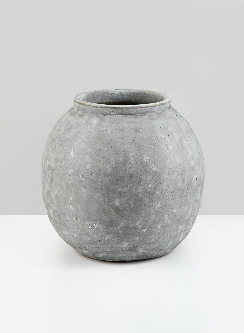 8.5in Wide Arita Aged Cement Boule Vase Decor Jamaligarden