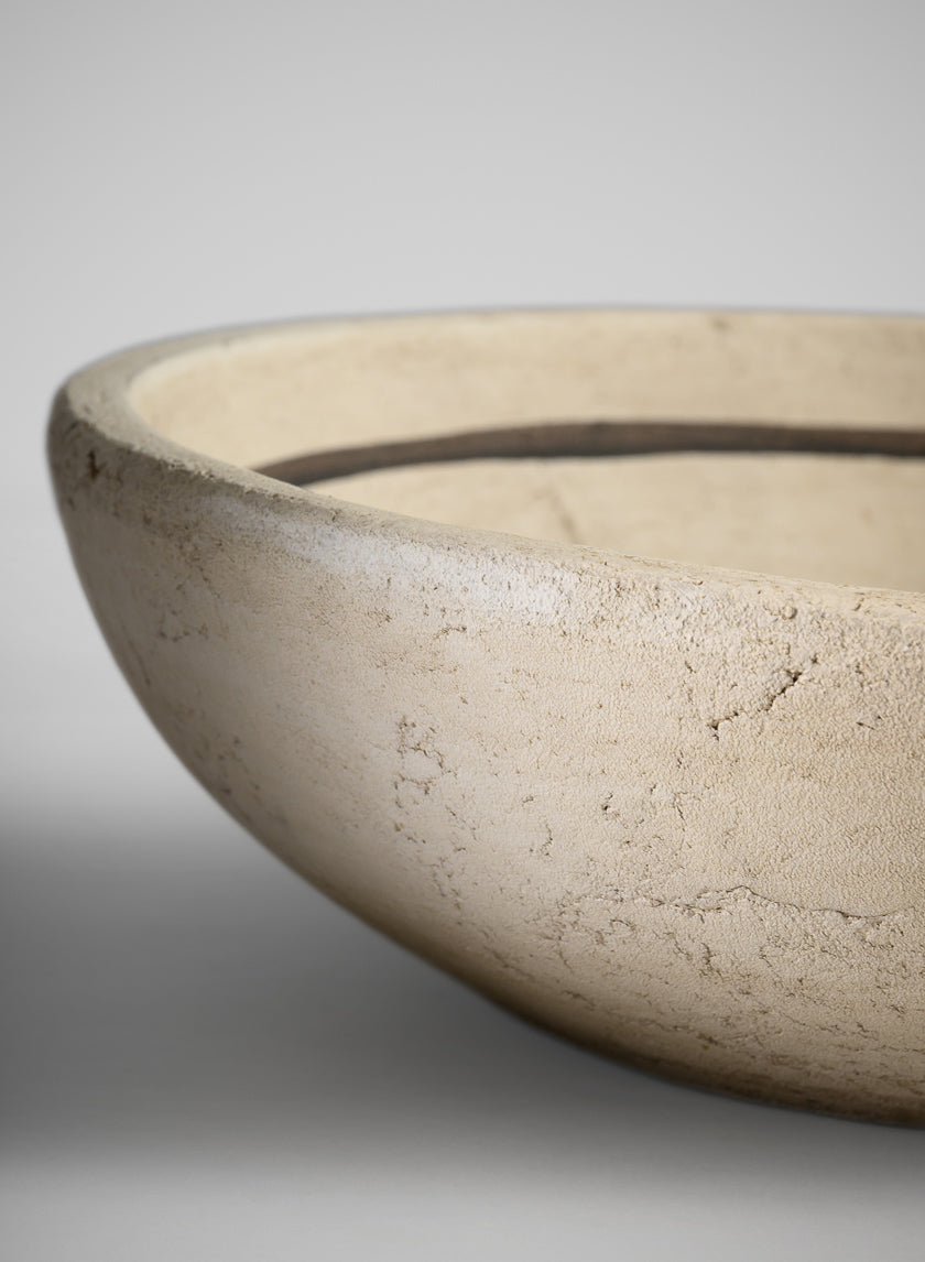 12in Wide Amadora Sand Tone Centerpiece Stonware Bowl Decor Jamaligarden