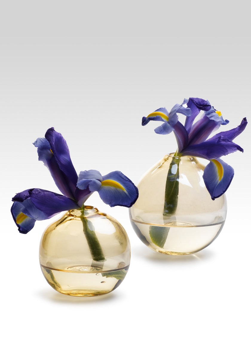 4.5in Tall Amber Luster Glass Ball Vase Decor Jamaligarden