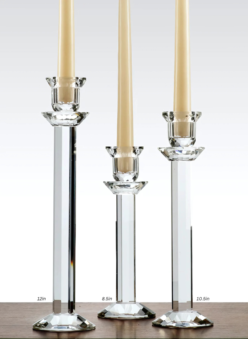 Faceted Stem Crystal Candlesticks Decor Jamaligarden