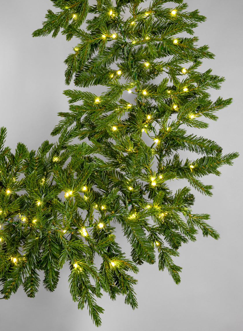 6ft Long Warm White Pre-Lit Pine Garland (200 Lights) Decor Jamaligarden