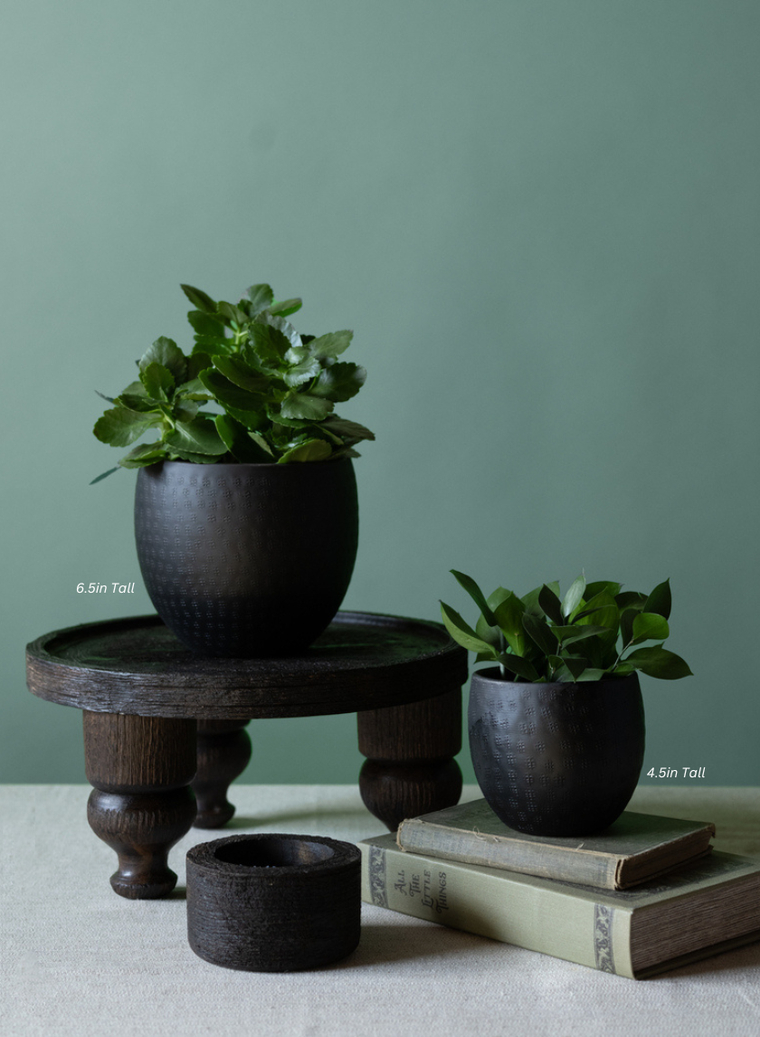 Anga Aluminum Ethnic Black Pot Decor Jamaligarden
