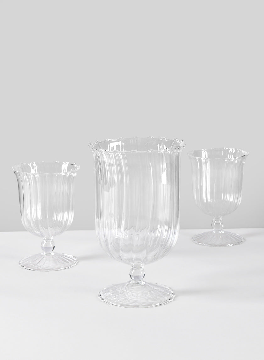 Fluted Designer Glass Urns, Set of 3 Decor Jamaligarden