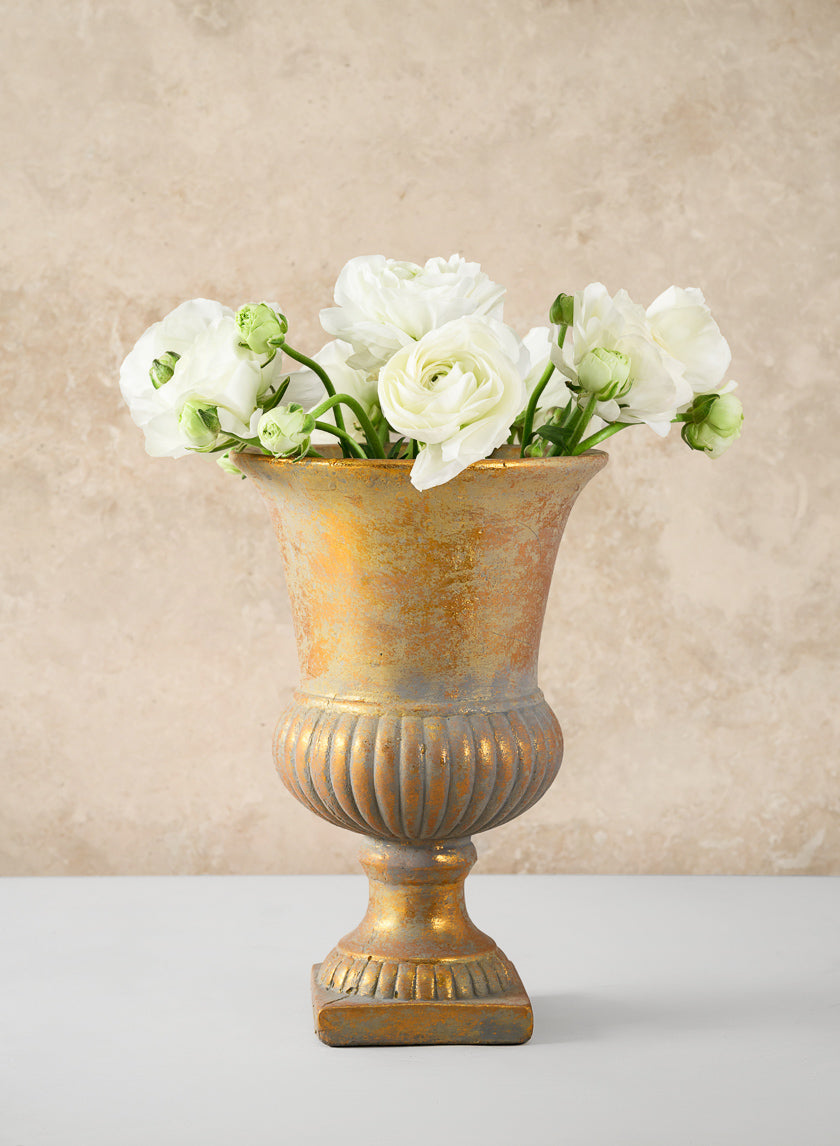 Avignon Antique Gold Leaf Cement Urn Decor Jamaligarden
