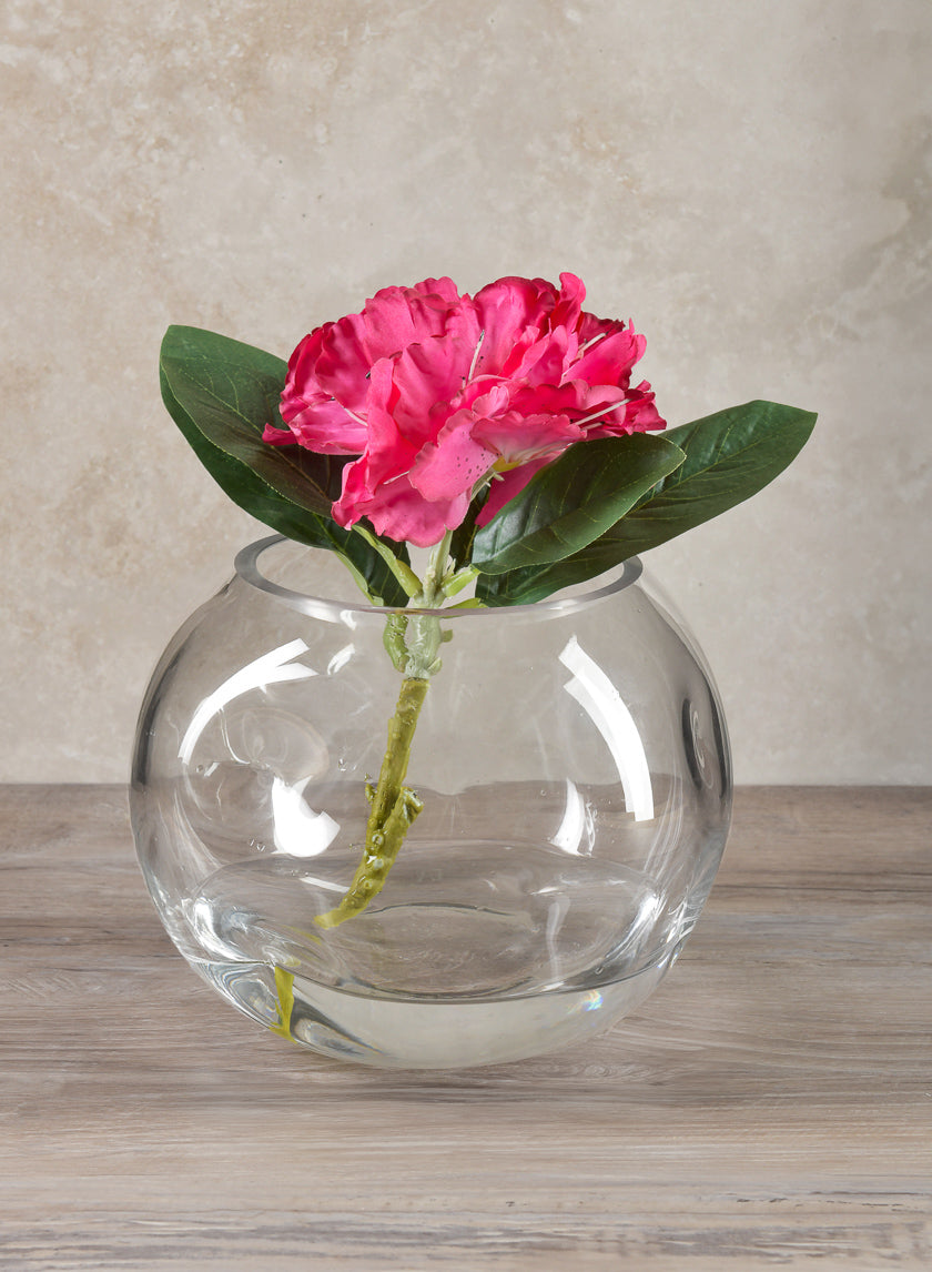 7.5in Wide Luster Dimpled Clear Fishbowl Glass Vase Decor Jamaligarden