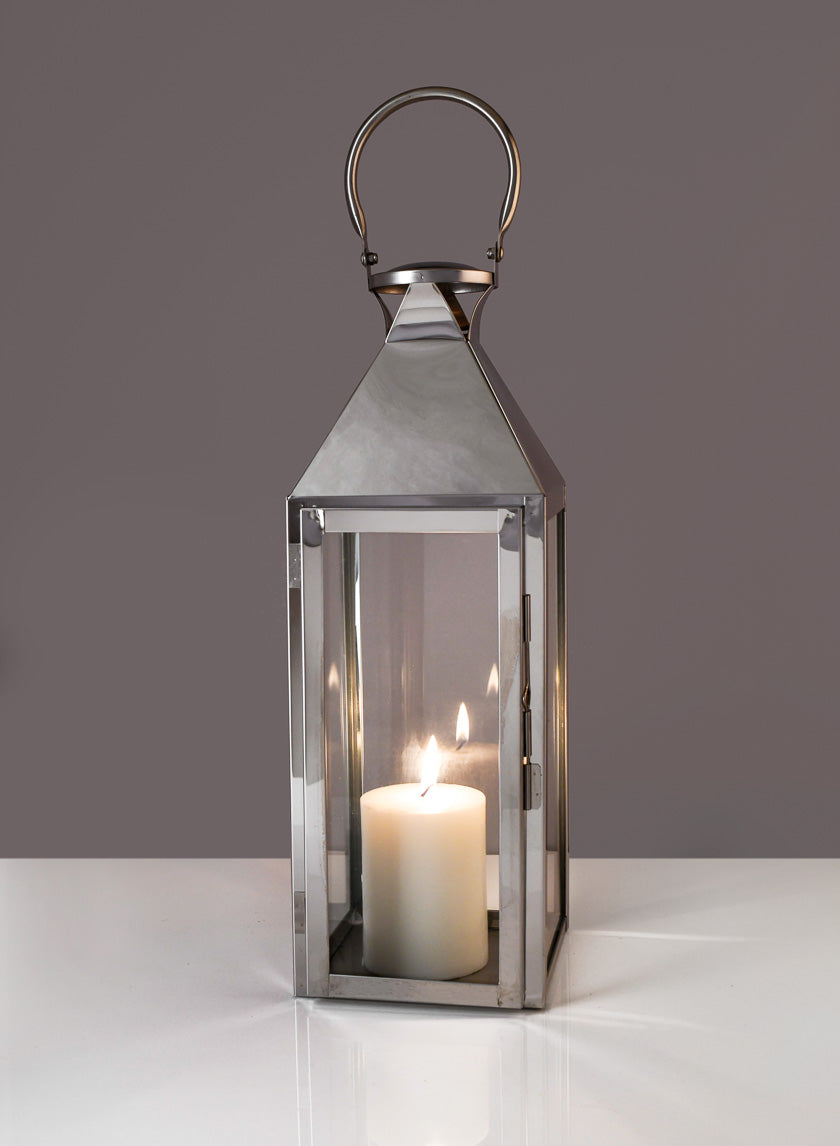 Silver Soho Stainless Steel Lanterns Decor Jamaligarden Silver 21in Tall EACH