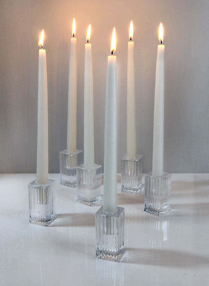 3in Square Fluted Glass Candlestick Decor Jamaligarden