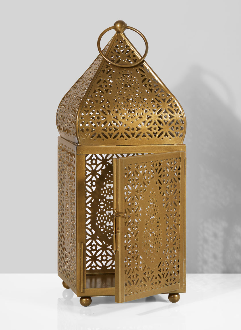 12in Tall Gold Alhambra Square Lantern Decor Jamaligarden