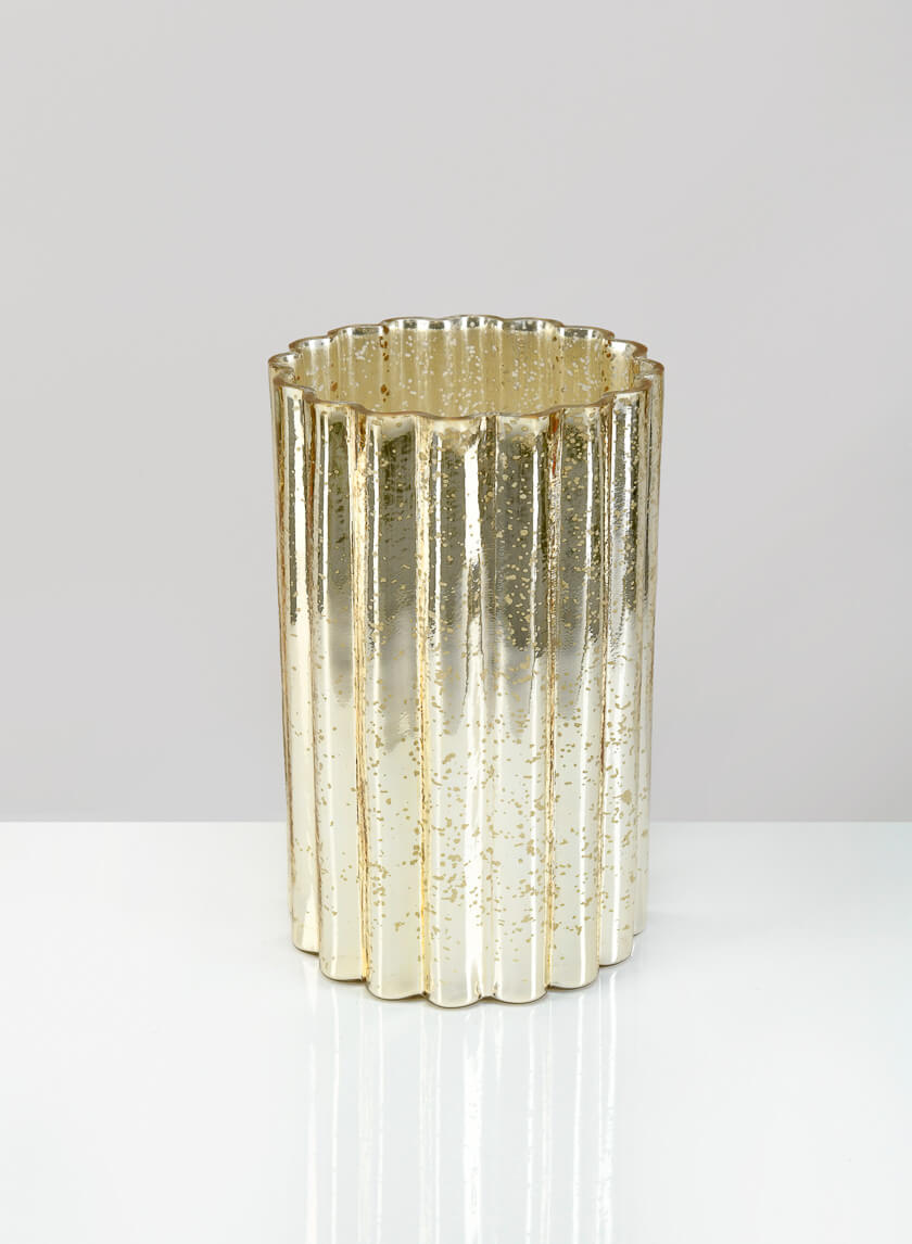 9.5in Tall Shirdi Old Gold Glass Vase, Large Decor Jamaligarden