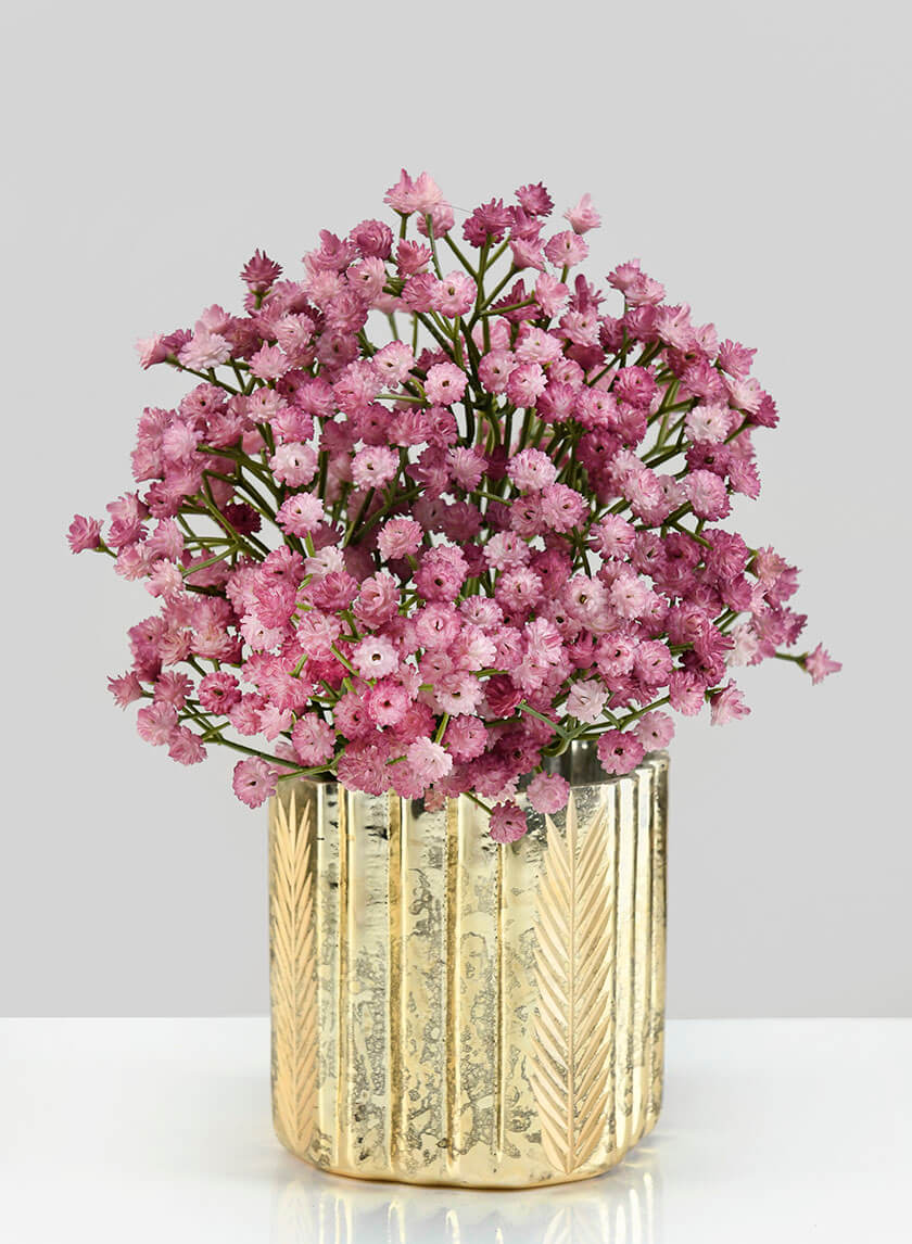 4in Tall Louvres Gold Leaf Etched Glass Candle Holder Decor Jamaligarden