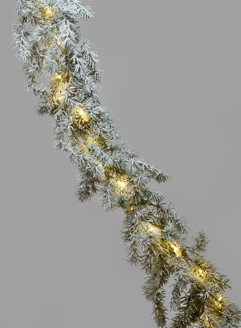 5ft Long Fresh Snow Look Canadian Pine Garland with lights Decor Jamaligarden