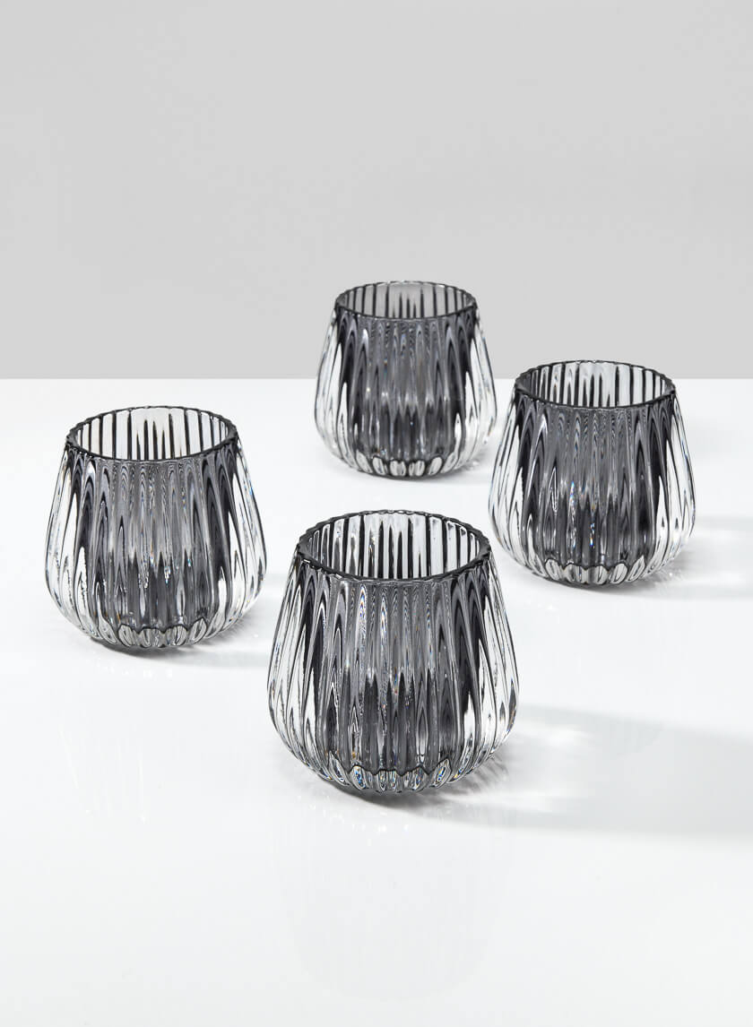 3in Tall Smoke Onion Optic Glass Candleholder Decor Jamaligarden