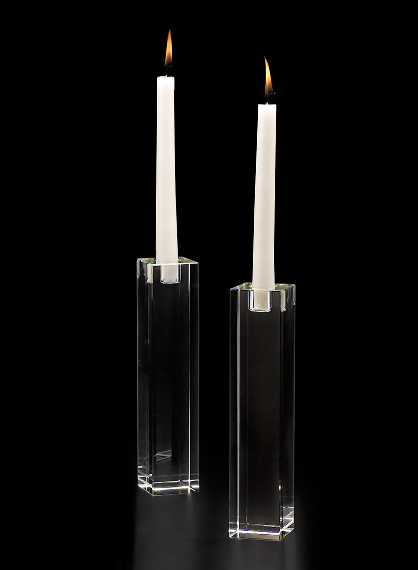 9in Tall Square Crystal Block Taper Candle Holder Decor Jamaligarden