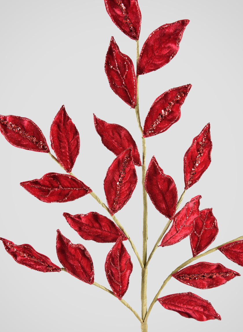 28in Long Glittered Holly Leaves Spray Decor Jamaligarden