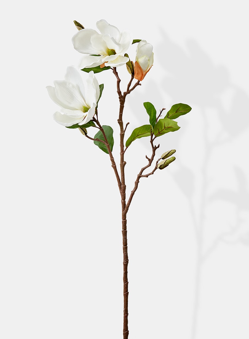 28in Long White Artificial Magnolia Spray Decor Jamaligarden