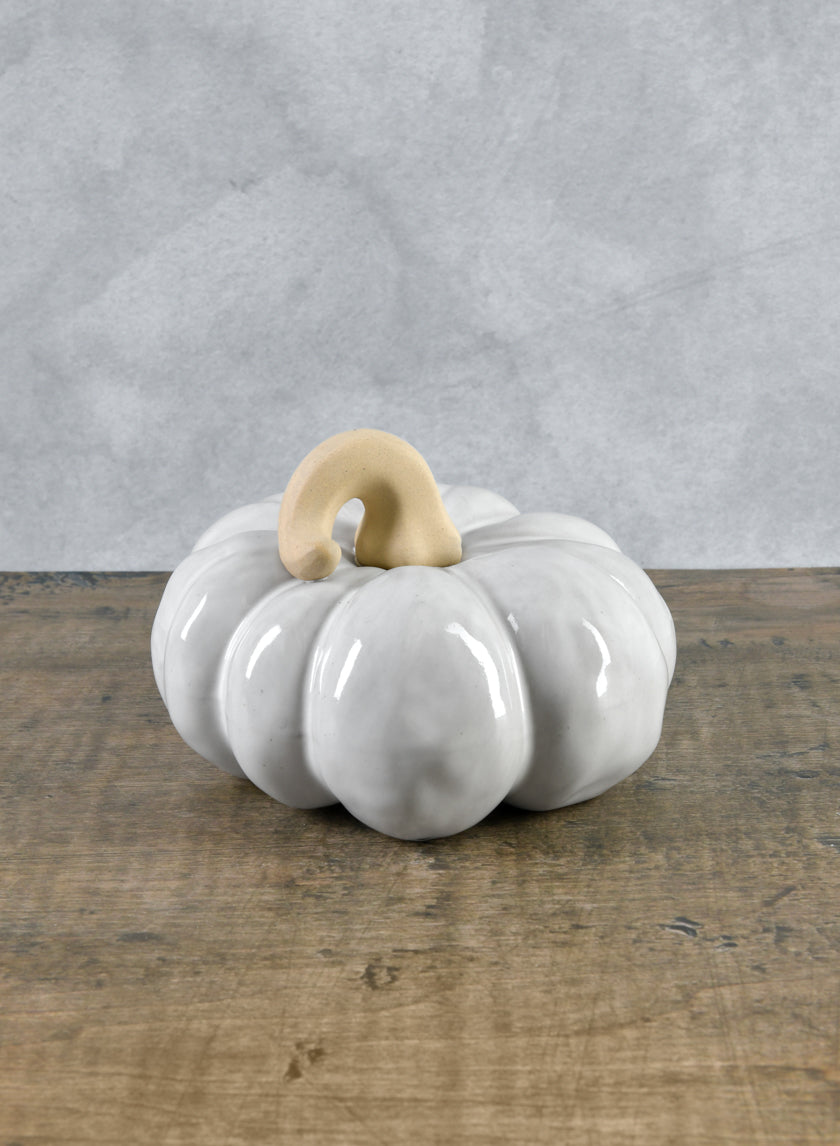6in Wide Porcelain White Wash Pumpkins Decor Jamaligarden