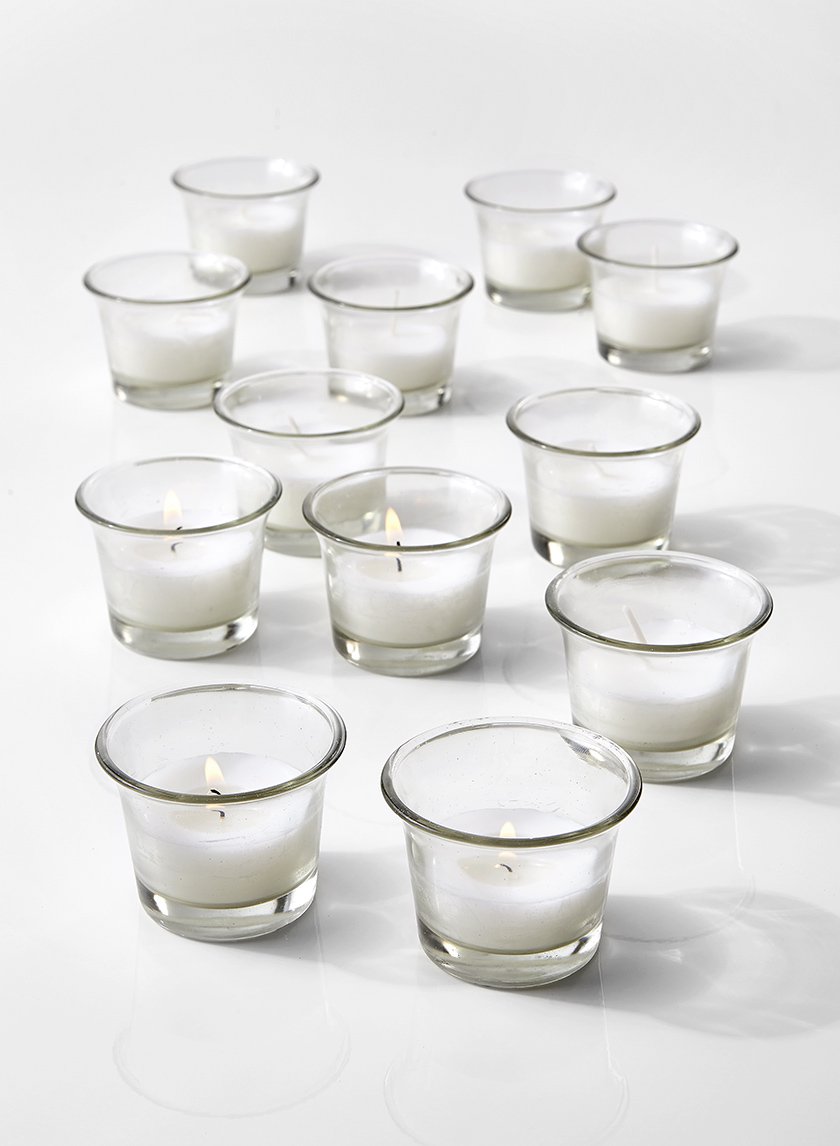 10-Hour 2.5in Wide White Votive in Tulip Glass Decor Jamaligarden