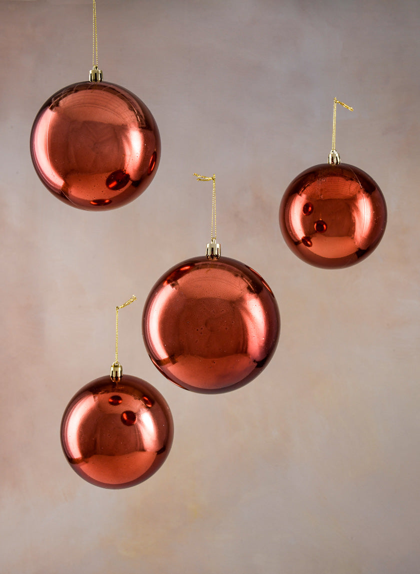 4in Round Shiny Dark Copper Plastic Ornament Ball Decor Jamaligarden