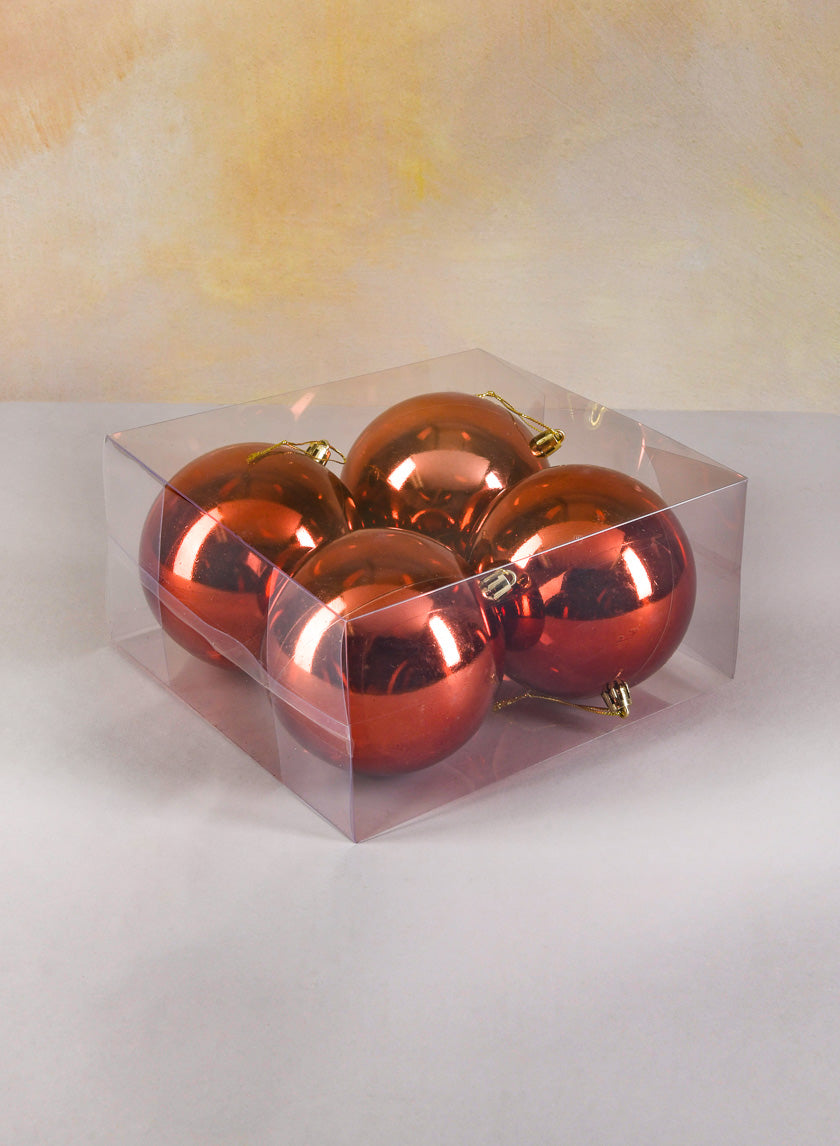 4in Round Shiny Dark Copper Plastic Ornament Ball Decor Jamaligarden