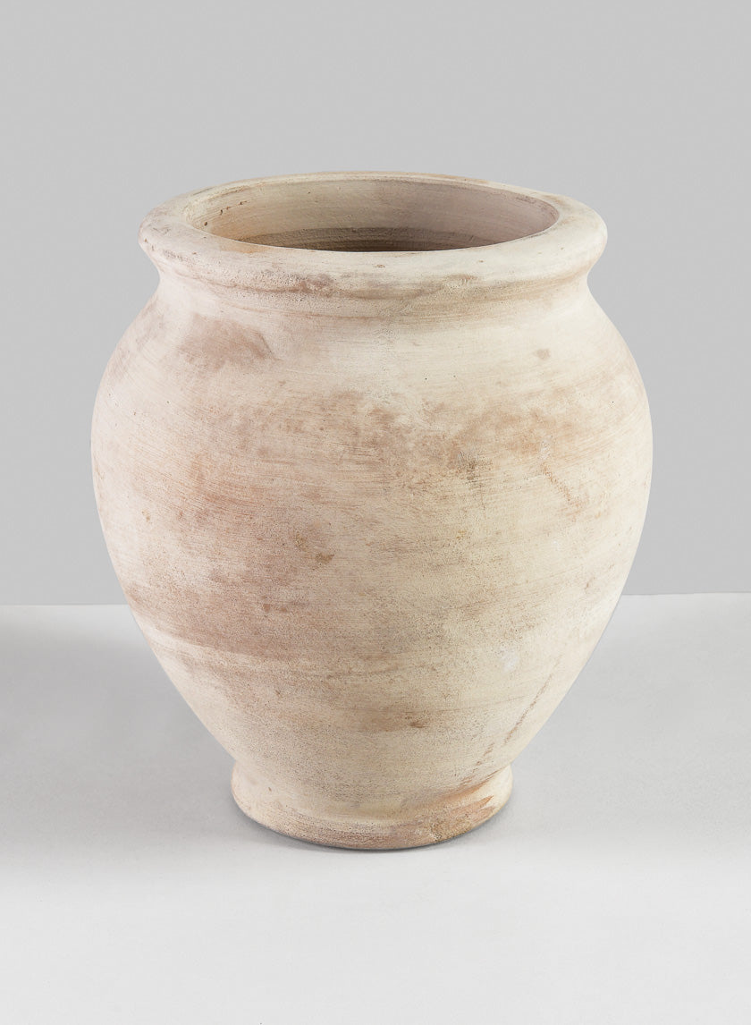 8.5in Tall Petra Aged White Wash Clay Amphora URN Decor Jamaligarden