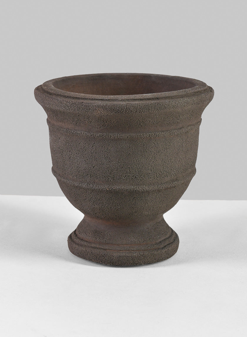 6in Tall Petra Aged Brown Urn Decor Jamaligarden