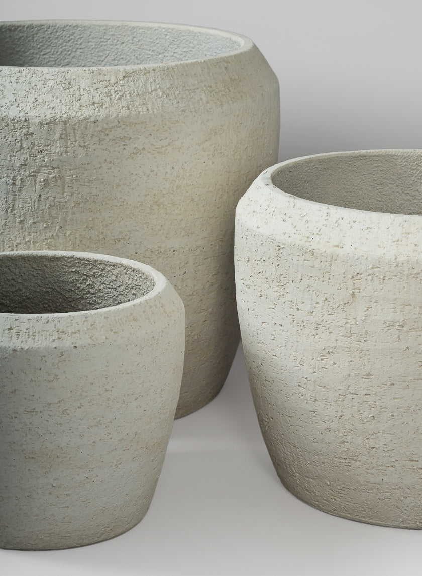 Meknes Fiber Cement Planters, Rustic White Decor Jamaligarden