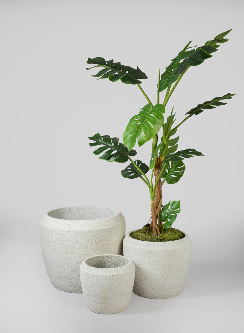 Meknes Fiber Cement Planters, Rustic White Decor Jamaligarden