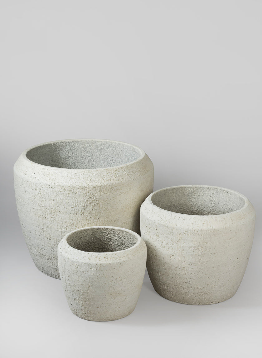 Meknes Fiber Cement Planters, Rustic White Decor Jamaligarden