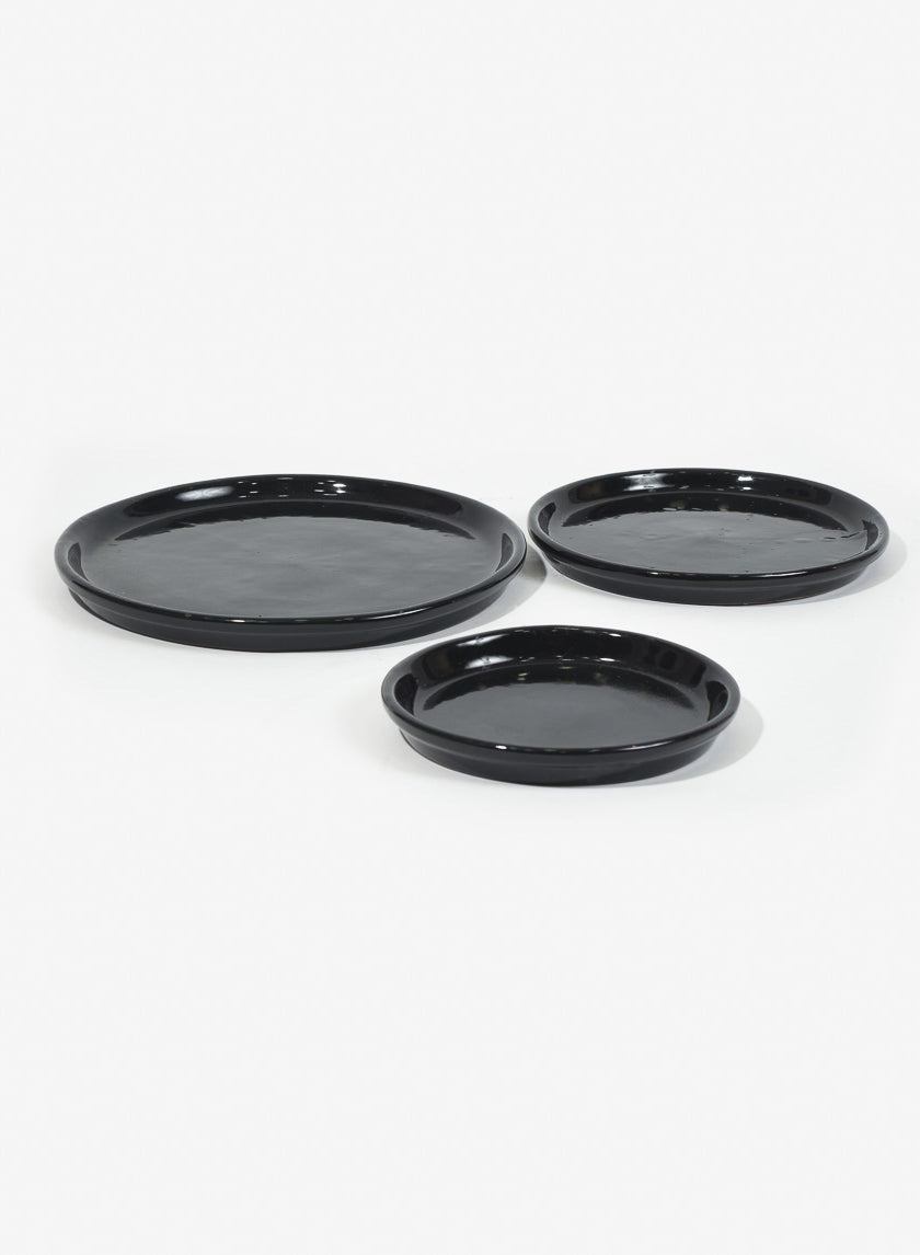 Black Glazed Ceramic Saucers Decor Jamaligarden