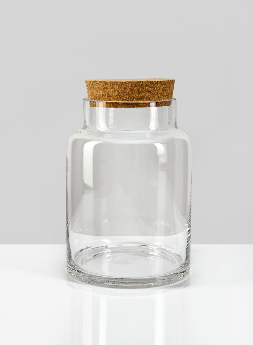 7.25in Tall Barra Glass Jar with Cork Decor Jamaligarden
