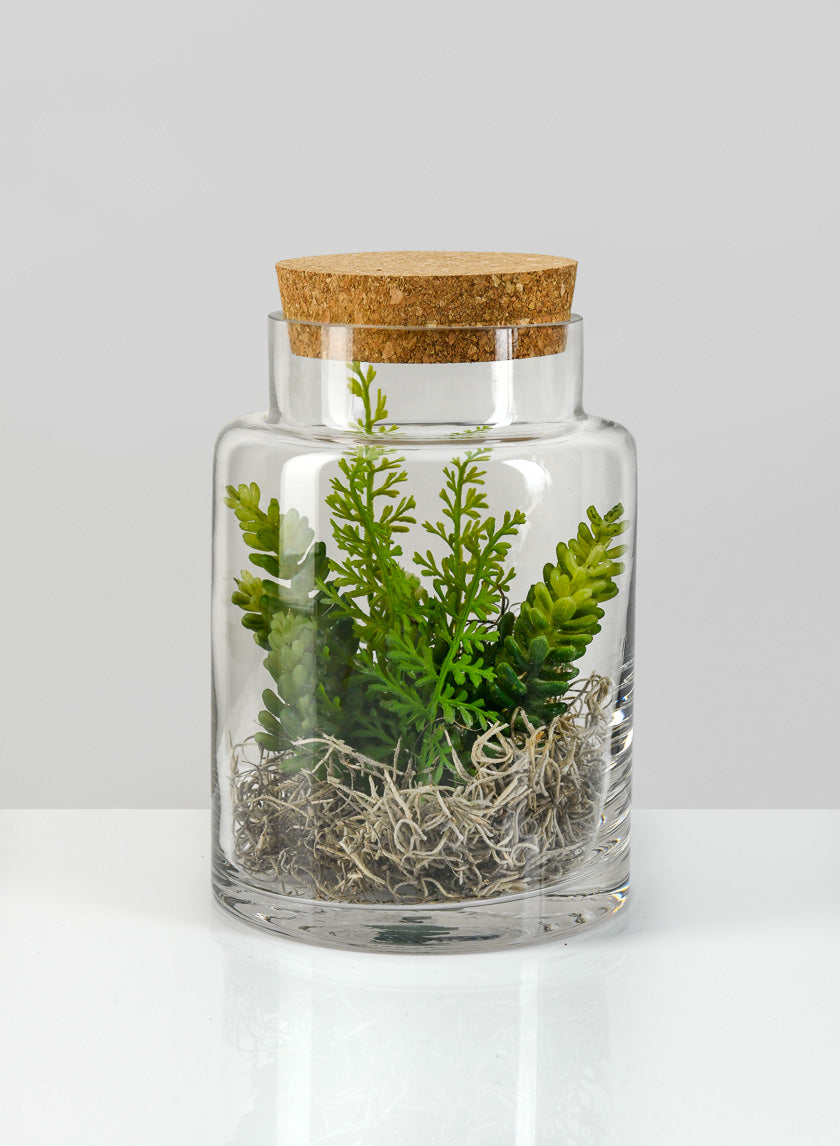 7.25in Tall Barra Glass Jar with Cork Decor Jamaligarden