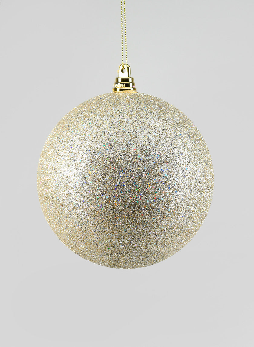 4.75in Round Champagne Gold Glitter Ornament Decor Jamaligarden