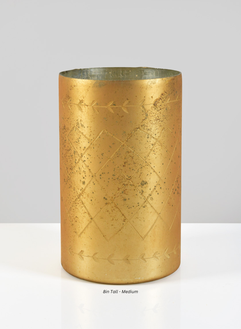 Valencia Aged Gold Mercury Glass Holder Decor Jamaligarden Gold 8in Tall - Medium EACH