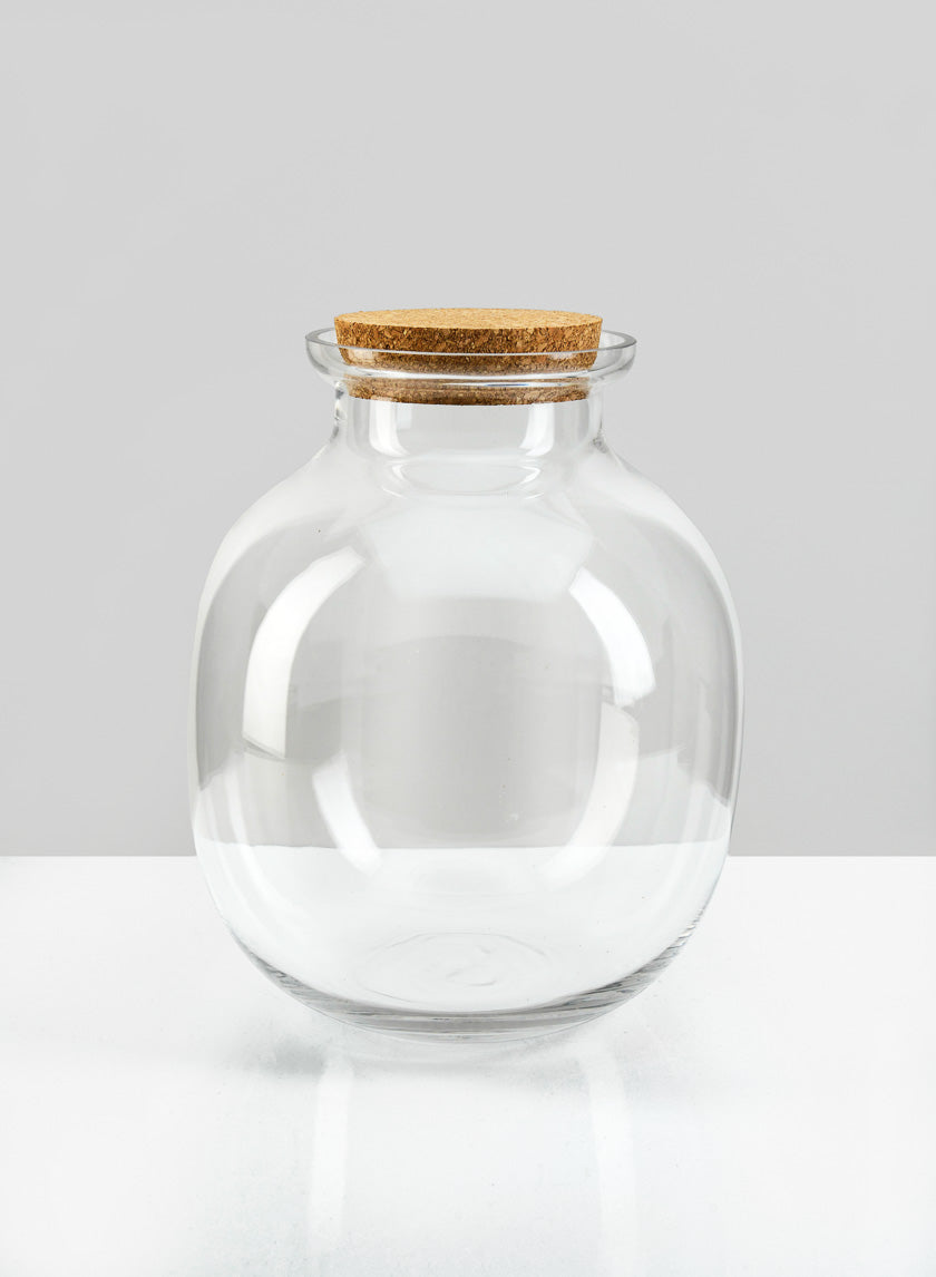 9.5in Tall Iguasu Jar Glass Terrarium with Cork Decor Jamaligarden