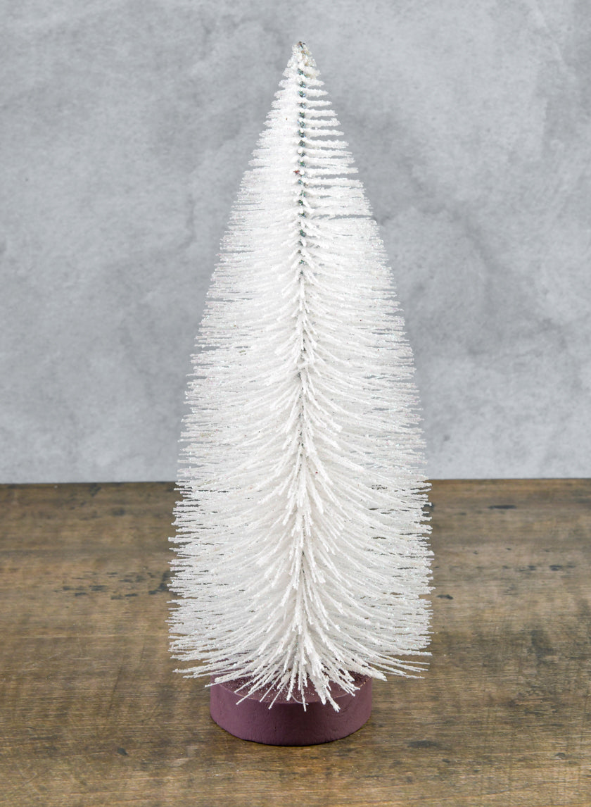 10in Tall White Glittered Tabletop Christmas Tree Decor Jamaligarden