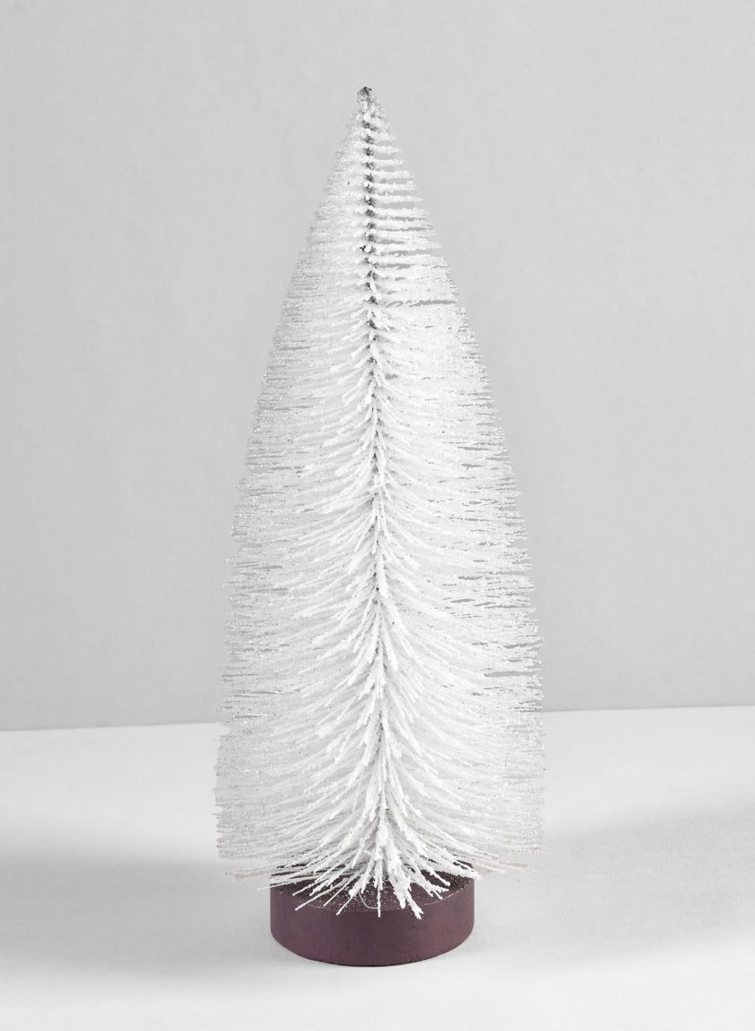 10in Tall White Glittered Tabletop Christmas Tree Decor Jamaligarden