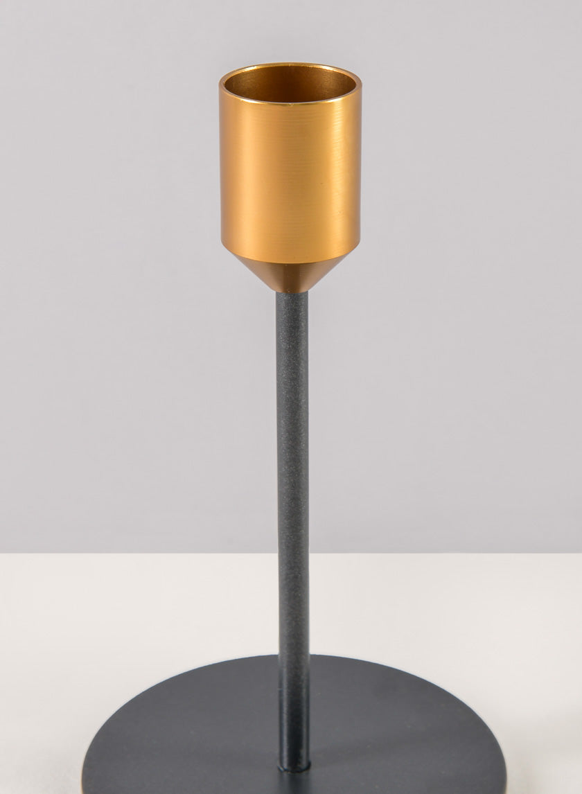 Barney Black Gold Taper Holder Decor Jamaligarden