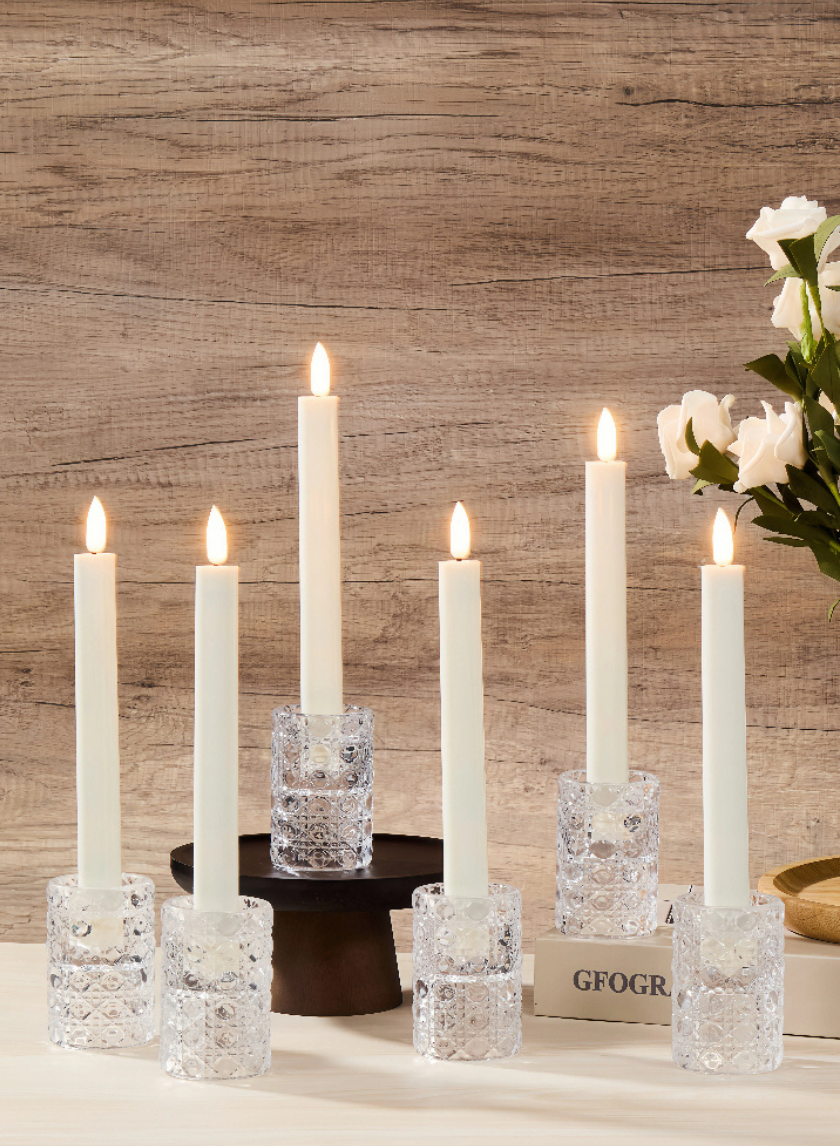 9in Tall White Taper Candles with Remote, Set of 6 Decor Jamaligarden