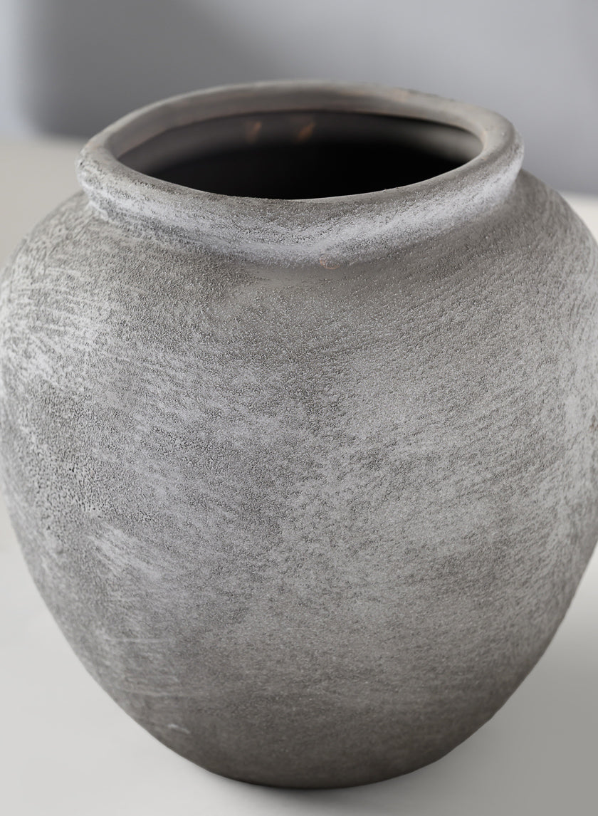 7in Tall Iquitos Venetian Grey Ceramic Jar Vase Decor Jamaligarden