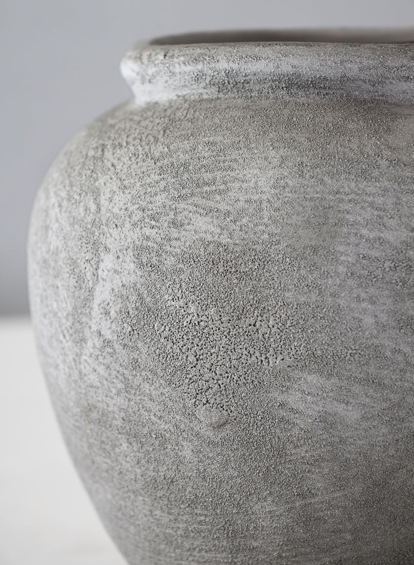 7in Tall Iquitos Venetian Grey Ceramic Jar Vase Decor Jamaligarden
