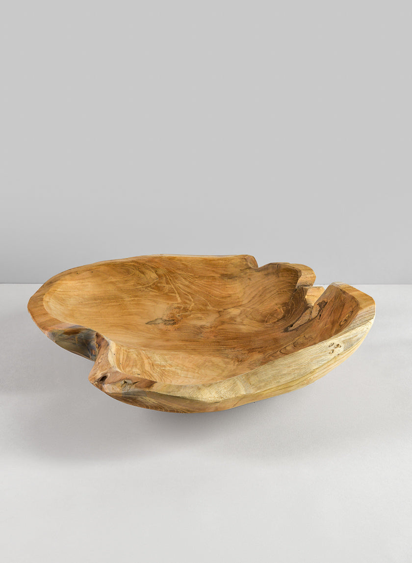 12in Wide Makassar Teak Dish Wood Bowl Decor Jamaligarden