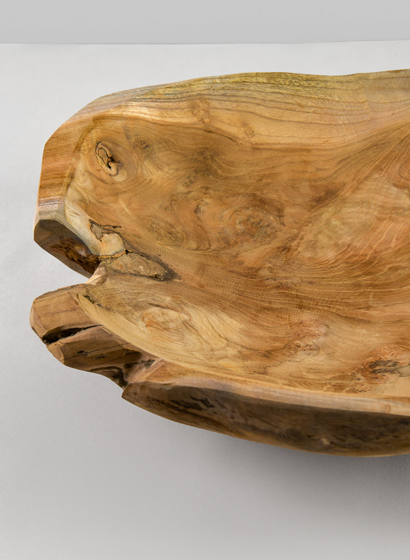 12in Wide Makassar Teak Dish Wood Bowl Decor Jamaligarden