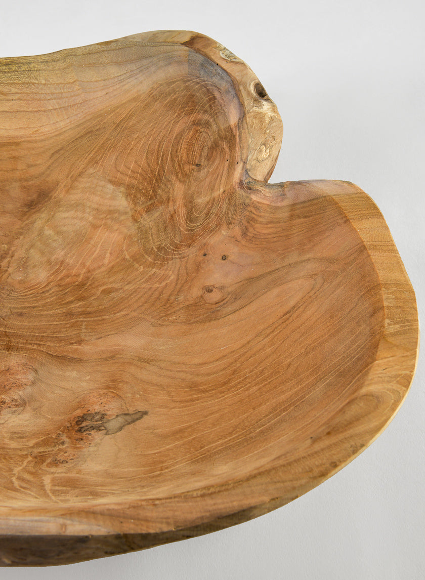 12in Wide Makassar Teak Dish Wood Bowl Decor Jamaligarden