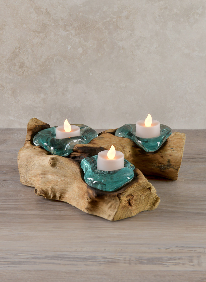 Jakarta Teak Stump With Tea Light Holders Decor Jamaligarden